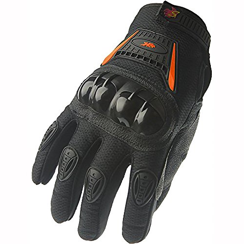 Street Bike Full Finger Motorcycle Gloves 09 (S, orange/black)