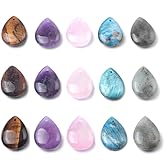 Zotoone 7pcs Natural Stone Pendants Water Droplet Exquisite Specfic Mixed Agate Crystal Stone Charms for Jewelry Making Necklace
