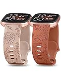 Minyee 2 Packs Floral Engraved Band Compatible with