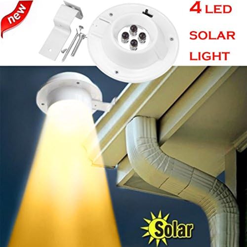SHJNHAN New 4 LED Solar Lamp, Powered Gutter Light Outdoor Garden Yard Wall Fence Pathway Lamp