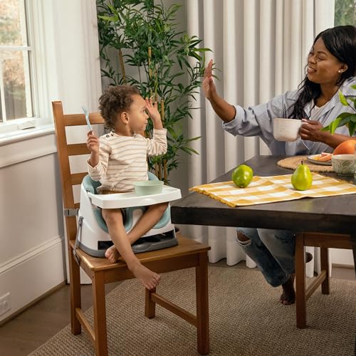 INGENUITY BABY BASE 2-IN-1 BOOSTER FEEDING AND FLOOR SEAT WITH SELF-STORING TRAY – MIST