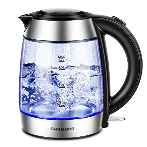 REDMOND Electric Kettle, 1.7L Cordless Glass Tea Kettle BPAFree