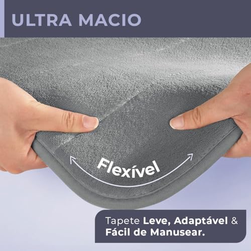 Decolab Jogo De Tapetes Para Banheiro Completo | Kit Tapetes Banheiro Ultra Absorvente | Tapetes Antiderrapantes Super Soft Multiuso Decoração (Cinza-escuro, 3 Peças)