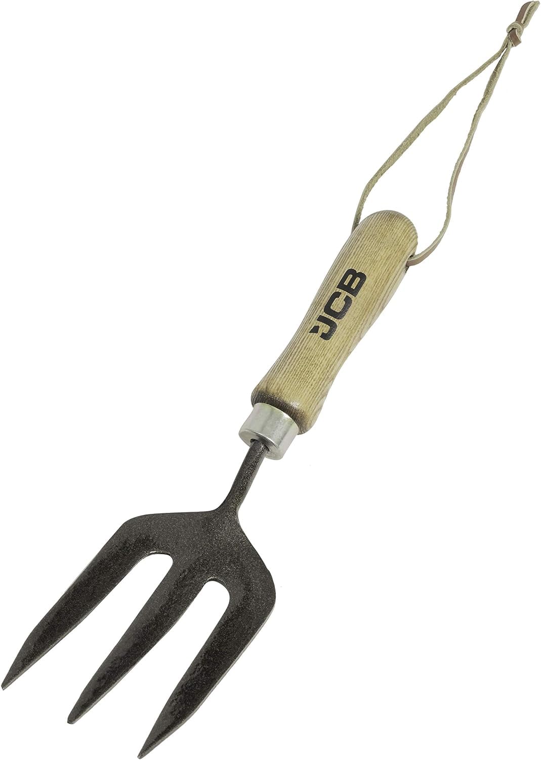 JCB - Solid Forged Hand Fork- Garden Fork Heavy Duty Gardening Tools - for Home Improvement, Digging, Potting Out, Borders, Weeding - Lifetime Warranty
