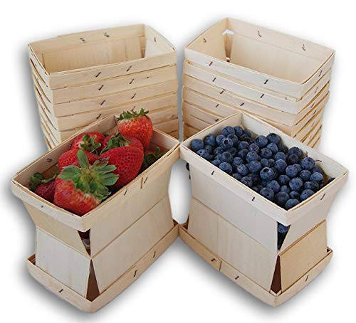 Jumping Daisy Pint Rectangular Vented Wooden Berry Baskets - Set of 20