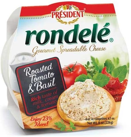 Rondele Mediterranean Roasted Tomato Spreadable Cheese, 8 Ounce -- 6 per case.
