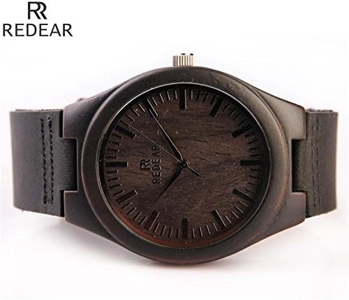 Shangdongpu Dark Sandalwood Wrist Watch with Leather Band and Japan Quartz Movement, Fashion and Luxury