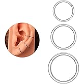 REDNITY 3PCS Hinged Nose Hoops Rings 20G 18G 16G 316L Surgical Steel, Clicker Hoop for Septum Daith Helix Tragus Conch Earrings Piercing Jewelry, 6mm-12mm