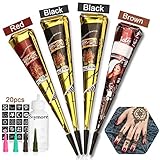 SKYMORE Temporary Tattoo Kit, Conical Temporary Art Tattoos Painting, 20 pcs Free Adhesive Stencils