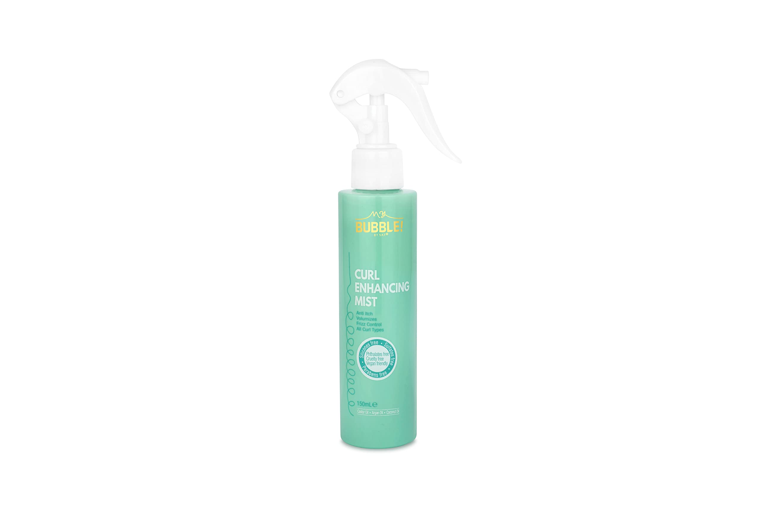 My Bubble! Curl Enhancing Mist 150ml with Castor, Argan & Coconut for all curly hair types, vegan, silicone free, parabens free, sulfates free, curly girl method approved