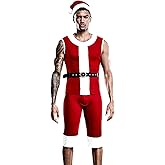 Kaei&Shi Santa Claus Costumes Sets For Men, Sexy Christmas Day Velvet Lingerie, Mens Men's Male Adult Outfits,Red,One Size
