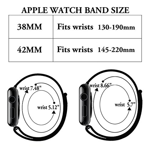 QIENGO For Apple Watch Band 38MM, Nylon iwatch strap, with Hook and Loop, Fastener Adjustable Closure, Replacement Band for iwatch Series 1/2/3, Nike+, Edition, Hermes, (38MM, Midnight Fog) - Thumbnail 4