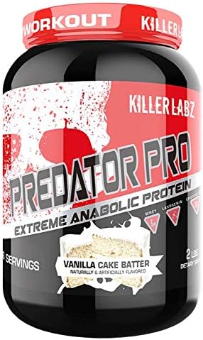 Killer Labz Predator Pro Weight Gainer Protein Powder, Premium Whey Protein Isolate and Concentrate Blend for Mass Gains, Vanilla Cake Batter, 2 Pounds, 25 Servings