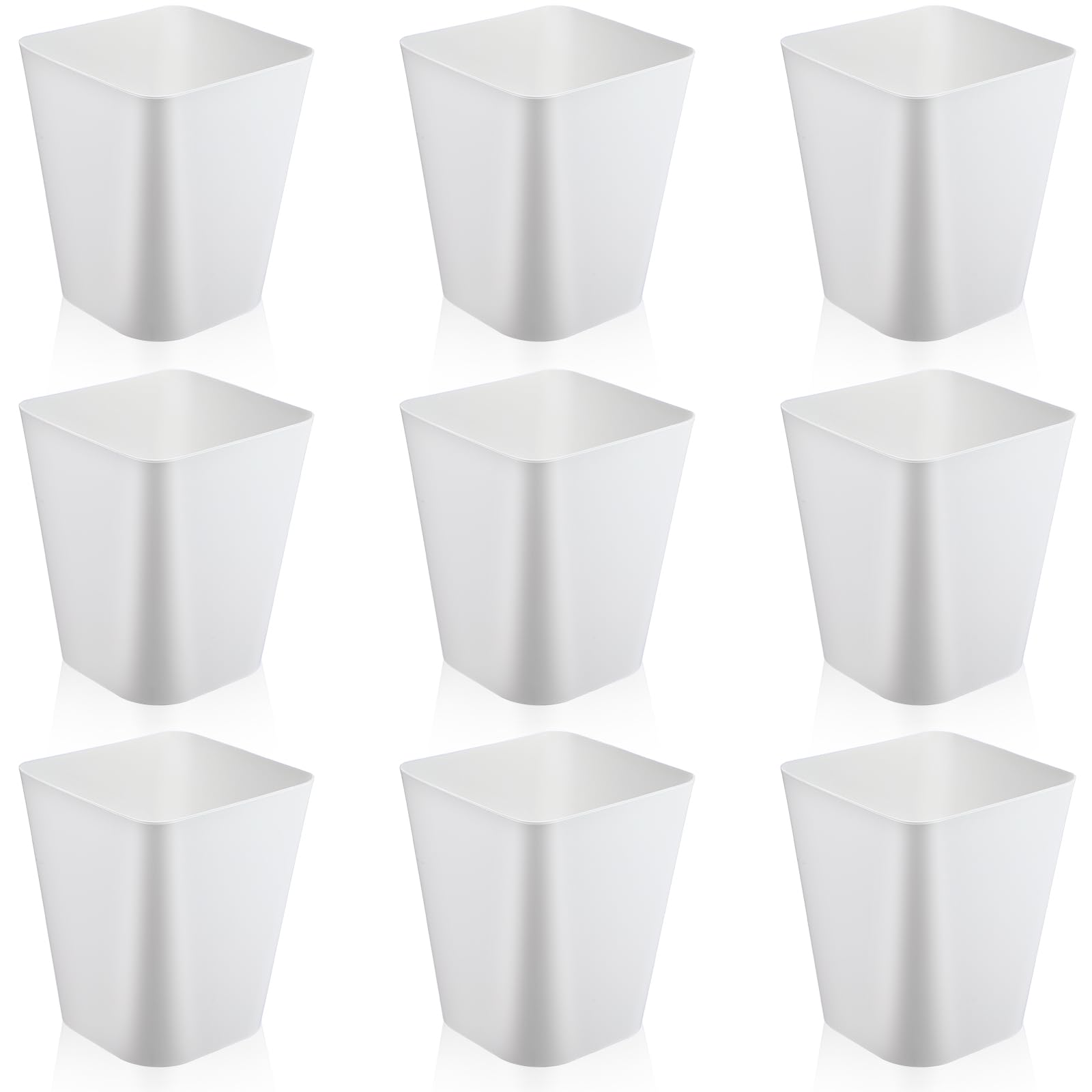 Photo 1 of Hoolerry 9 Pieces Garbage Can 2 Gallon Small Trash Cans Bulk Bathroom Trash Bin Plastic Wastebasket Square for Bedroom Slim Bathroom Trashcan Small Container for Kitchen Office Home(White)