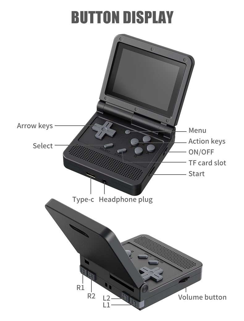 GoolRC Retro Handheld Game Console, with 16G Built-in 2000 Classic Games, Portable Hand Held Open Source Linux System 3.0-in HD IPS Screen Handheld Game Console (Yellow 16GB)