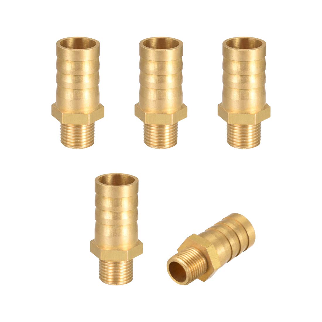 sourcing map Brass Hose Barb Fitting,Connector,12mm Barb x G1/8 Male Pipe Adapter,5Pcs