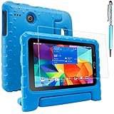Protective Case Compatible Samsung Galaxy Tab E Lite 8.0 & Screen Protector & Stylus, AFUNTA Anti-Scratch Convertible Handle Stand EVA Case, PET Plastic Cover and Touch Pen for Tablet 8 Inch - Blue