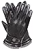 Men's Texting Touchscreen Winter Warm Sheepskin Leather Daily Dress Driving Gloves Wool/Cashmere Blend Cuff (8, Black (Cashmere&Woo Blend Lining))