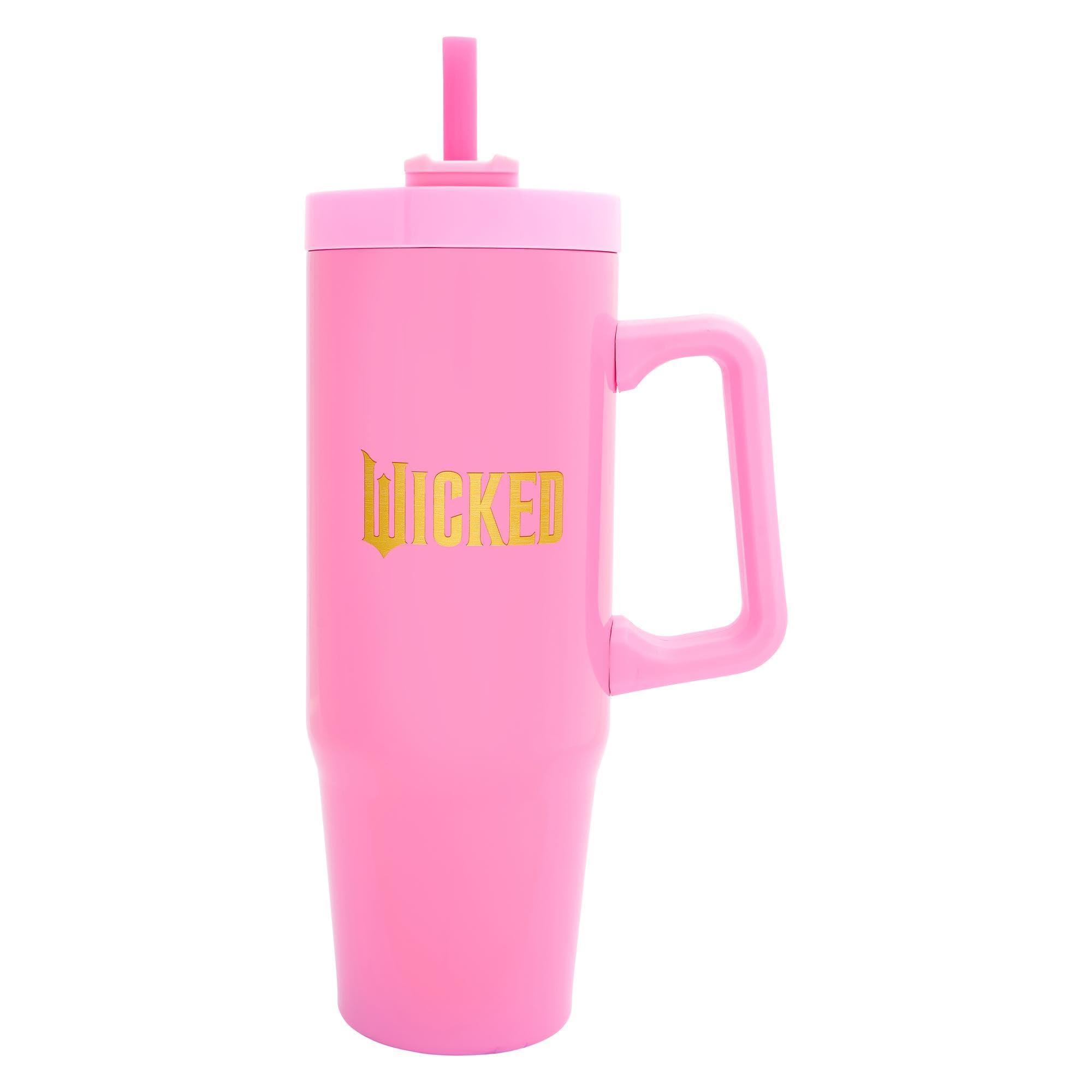 Wicked 900ml Insulated Tumbler with Straw and Lid | Official Merchandise by Polar Gear Movie Themed Travel Tumbler Cup | Double Wall Stainless Steel Tumbler Insulated Cup, Glinda Pink