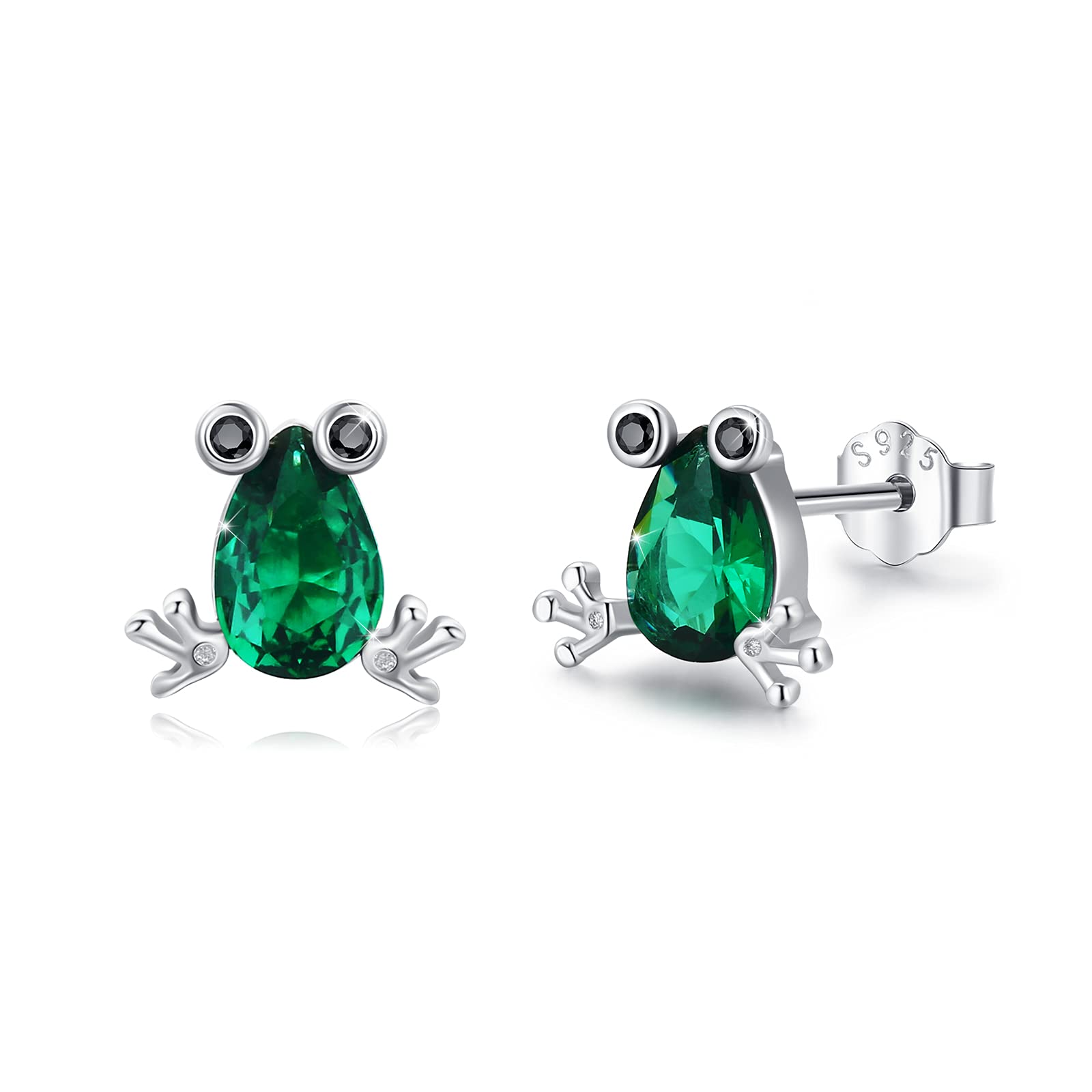 Frog Earrings 925 Sterling Silver Frog Stud Earrings Hypoallergenic Tiny Animal Zirconia Earrings Frog Jewellery Christmas Gifts Valentines for Women Girls Kids