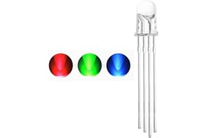Waycreat 100 pcs 5mm Clear RGB LED Emitting Diode Super Bright Electronics Components Light Emitting Diodes Tricolor(Multicolor Red Green Blue 4 pin Common Cathode Clear DC 20mA/Color)