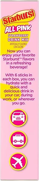 STARBURST SINGLES TO GO POWDERED DRINK MIX, STRAWBERRY, 1 BOX WITH 6 PACKETS – 6 TOTAL SERVINGS