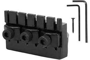 BNINETEENTEAM Headless Guitar Locking Nut, Electric Guitar Locking Nut Zinc Alloy with 2 Wrench 2 Screw Black Performance Accessory