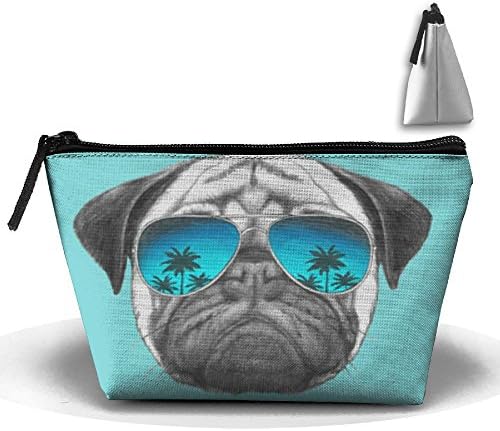 POOP LOOL Women's Cosmetic Bags Funny Sunglasses Pug Multifunction Portable Pouch Trapezoidal Storage Organizer Bag Coin Purse
