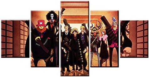 5 Panel Modern Printed Poster One Piece Animation Paintings on Canvas Wall Art for Home Decorations Wall Decor Artwork Picture(Unframed) (8x12"x2pc,8x16"x2pc,8x20"x1pc)