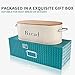 SveBake Bread Box for Kitchen Counter Vintage & Retro Metal Bread Bin with Bamboo Lid and Handle, Cream (Included a Free PDF Baking E-BOOK)