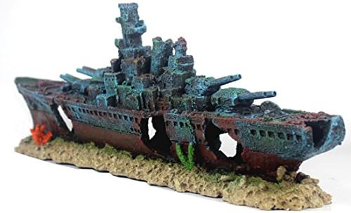 49cm Navy Warship Battle Ship Resin Boat Aquarium Fish Tank Decoration Ornament