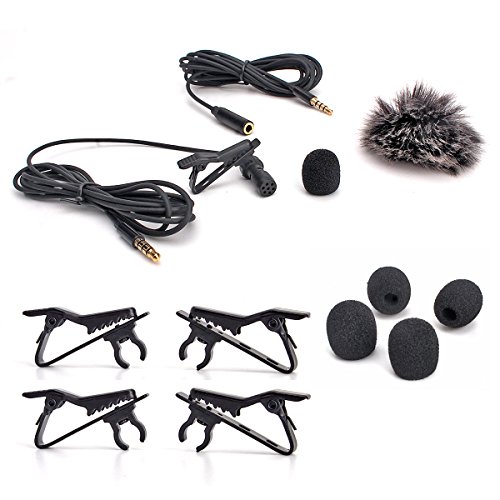 ZRAMO Metal Tie Clip Clip-on Lapel/Lavalier Microphone Condenser Microphone set for Recording, Youtube, DSLR, Interview, Camera, iPhone Android PC Video Conference, Podcast use-with fuzzy windscreen - Thumbnail 3