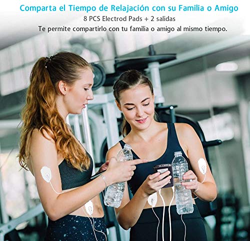 Estimulador Muscular de 24 Modos de Unidad TENS EMS de Doble Canal, Masajeador de Pulso Recargable con 8 Almohadillas de Electrodos, Artritis, Rigidez Muscula