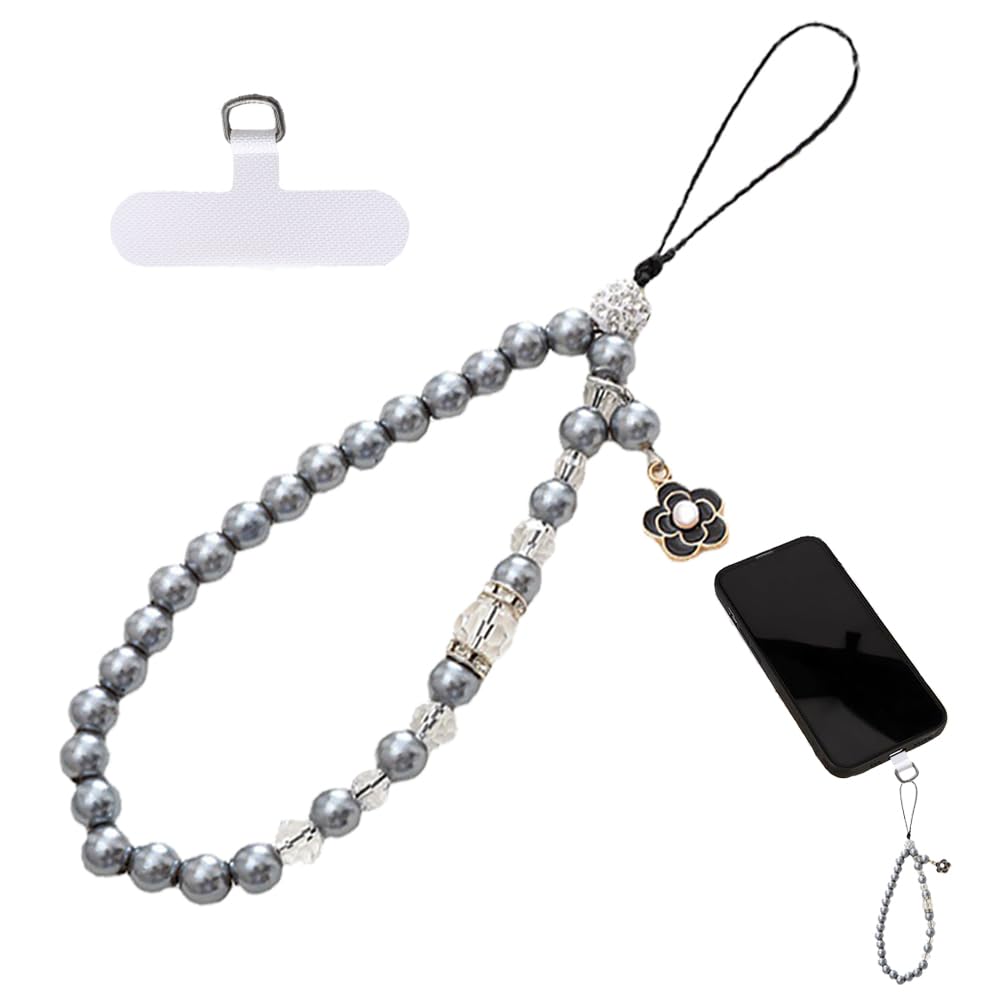 FUASHCE PEARL BEADED PHONE CHARM with TETHER TABS - ANTI LOST PHONE BRACELET STRAP for Women & Men - Wallet, Keychain, Camera, Earphone accessory