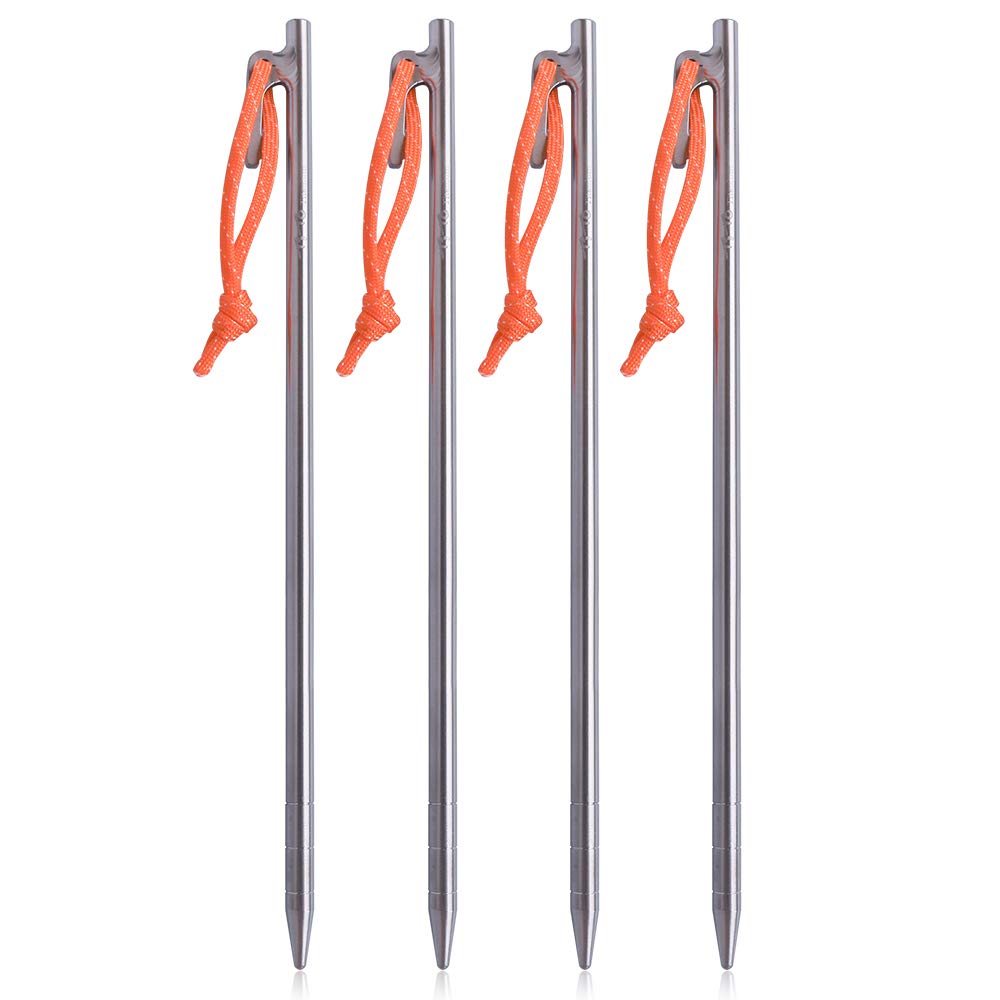 TiTo High Strength Titanium alloy tent stakes Tent pegs nail pegs for canopy camping tent DIA 8mm and Length 240mm only 56G (350)
