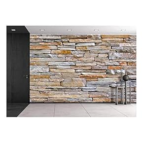 Modern Pattern of Stone Wall Decorative Surfaces - Removable Wall Mural | Self-Adhesive Large Wallpaper - 66x96 inches