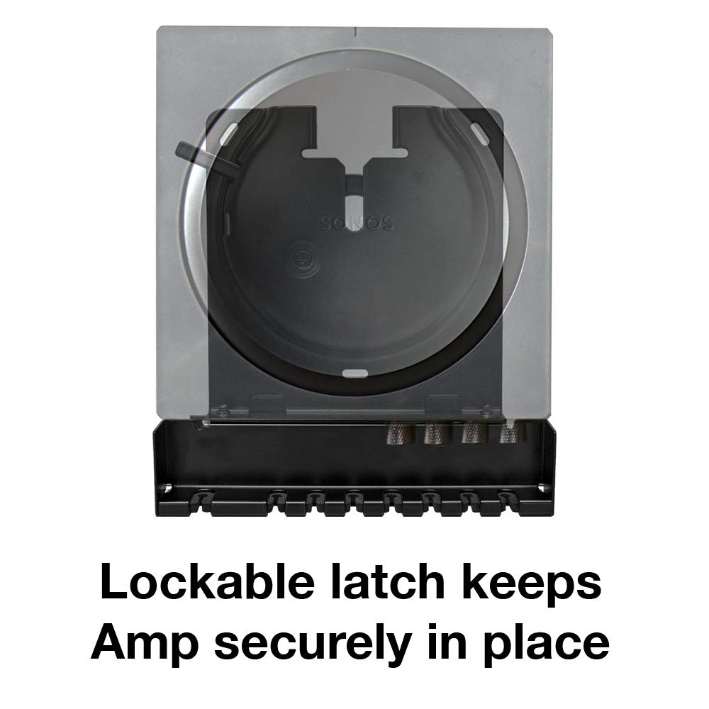 Sanus Wall Mount for Sonos Amp - Slim Black Design with Lockable Latch for Security - Low Profile Bracket Design Mounts in Any Orientation - Built-in Cable Management & Easy 15-Minute Install …
