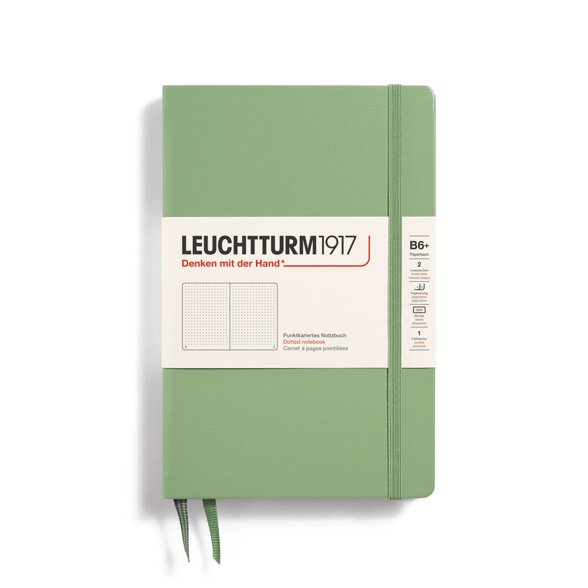 LEUCHTTURM1917 368503 Notebook Paperback (B6+), Hardcover, 219 Numbered Pages, Sage, Dotted — image 1