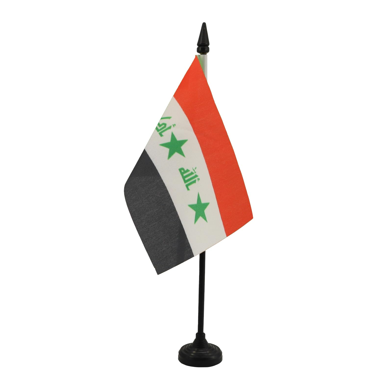 AZ FLAG - Iraq Old Table Flag 4'' x 6'' - Iraqi Office Mini Banner 100% Polyester 15 x 10 cm - Mini Desk Flag with 10'' Pole and Black Plastic Base