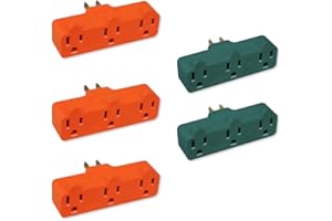 OSKOS 3-Prong 3-Outlet Extender Adapter, Heavy Duty Triple Grounding Outlet. 5 Pack