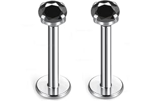 BelezaDosas G23 Titanium Labret Studs Threadless 16G Lip Rook Lobe Tragus Helix Cartilage Push Back Earring Piercing Jewelry