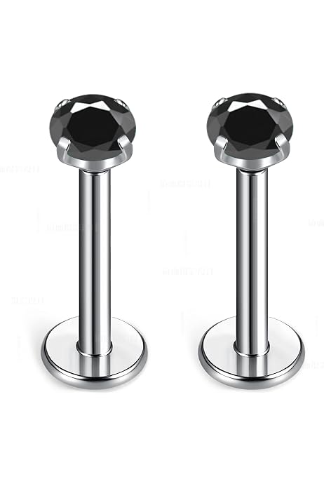 Jiamiaoi 18k White Gold Plated Simulated Diamond Stud Earrings Screw Back Sterling Silver Cubic Zirconia Stud Earrings Set 4 Millimeters 8 Millimeter