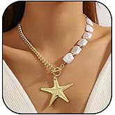 Atiptu Gold Starfish Necklace for Women Boho Starfish Choker Necklace Big Starfishes Charm Necklaces Beach Surfer Jewelry Outfits Accessories