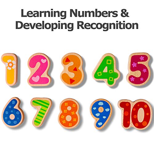 Learning Games Jigsaw Puzzle Best Christmas Gift for 1 2 3 Yeas Old Boy Girl Toddler Toy, Wooden Learning Toy with 10 Geometric Blocks Preschool Sorting & Stacking Toys Parent-Child Interaction Toys - Thumbnail 6