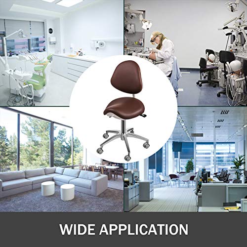 Happybuy Standard Dental Mobile Chair Saddle Doctor's Stool PU Leather Dentist Chair Dental Stool Height Adjustable for Dentists and Office (Dark Brown) - Thumbnail 5