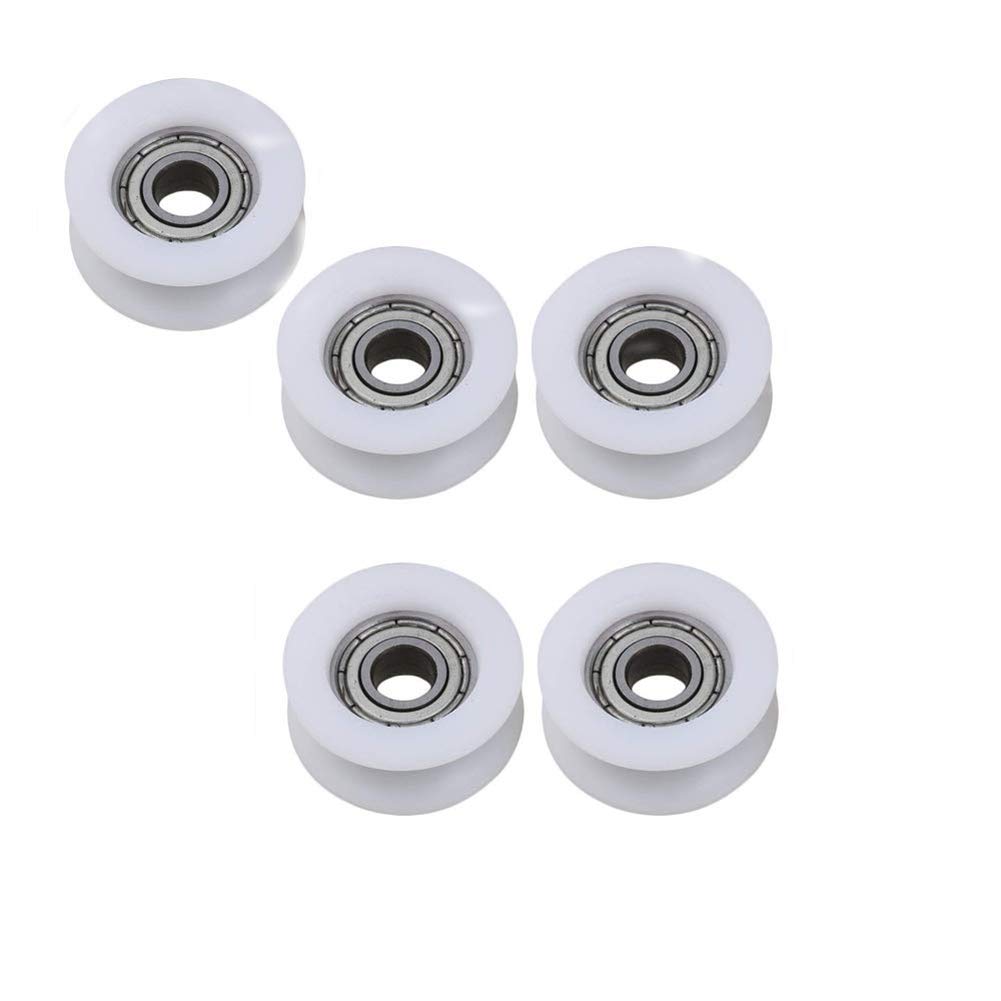 5pcs Pulley U Groove Wheel, 608zz Bearing Bearing Groove Nylon Deep Groove Ball Bearings Pulley Wheels Roller for Furniture Hardware Accessories 8 x 46.5 x 10.5 mm