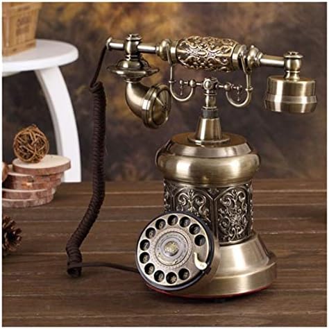 リダイヤルハンズフリーホームオフィスの装飾レトロな電話でアンティークコード付き固定電話