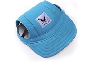 Leconpet Baseball Caps Hats with Neck Strap Adjustable Comfortable Ear Holes for Small Medium and Large Dogs in Outdoor Sun Protection (XL, Blue)