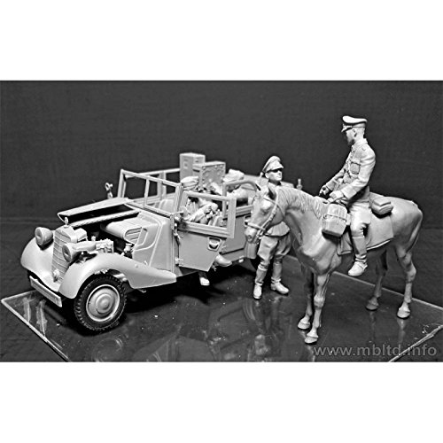 Master Box WWII SDKFZ 2 Type 170VK German Radio Car (with 4 Figs and Horse) Figure Model Building Kits (1:35 Scale)