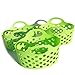 Green 3 Pack Plastic Baskets with Handles Small Soft Carry Totes Stackable